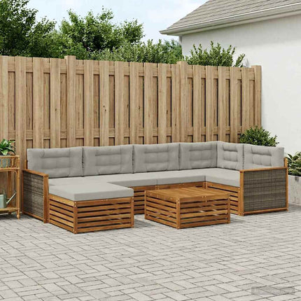 Utomhussoffset med kudde 7 pcs Naturlig och ljusgrå