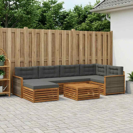 Utomhussoffset med kudde 7 pcs Naturlig och Antracit
