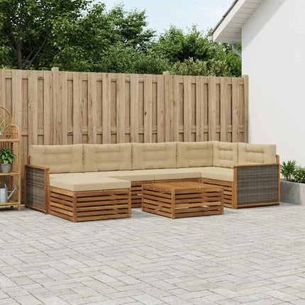 Utomhussoffset med kudde 7 pcs Naturlig och Beige