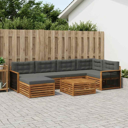 Utomhussoffset med kudde 7 pcs Naturlig och Antracit