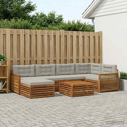 Utomhussoffset med kudde 7 pcs Naturlig och ljusgrå