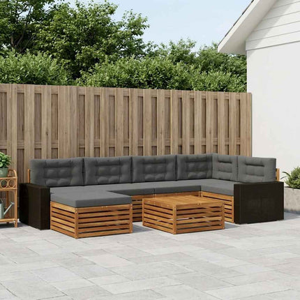 Utomhussoffset med kudde 7 pcs Naturlig och Antracit