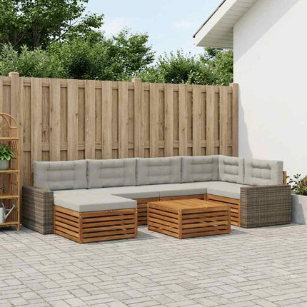 Utomhussoffset med kudde 7 pcs Naturlig och ljusgrå