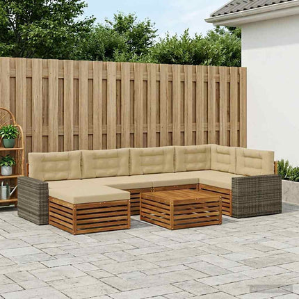 Utomhussoffset med kudde 7 pcs Naturlig och Beige