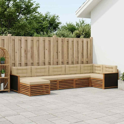 Utomhussoffset med kudde 7 pcs Naturlig och Beige