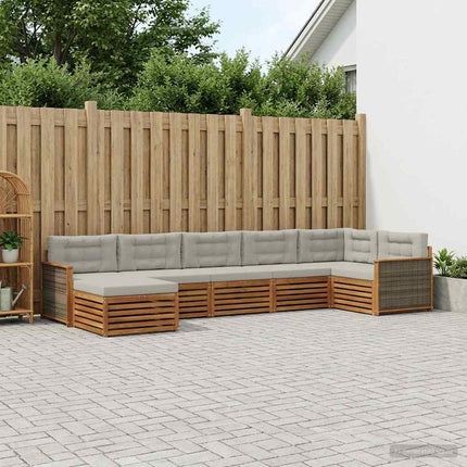 Utomhussoffset med kudde 7 pcs Naturlig och ljusgrå