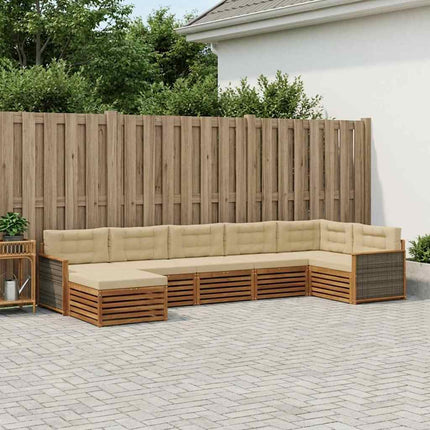 Utomhussoffset med kudde 7 pcs Naturlig och Beige
