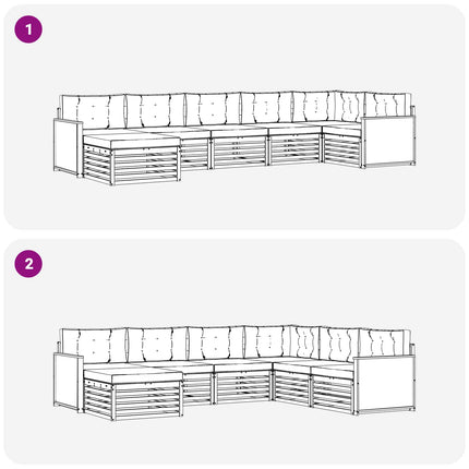 Utomhussoffset med kudde 7 pcs Naturlig och Beige