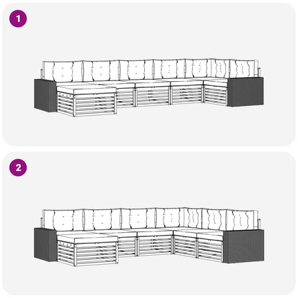 Utomhussoffset med kudde 7 pcs Naturlig och Grädde