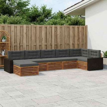 Utomhussoffset med kudde 7 pcs Naturlig och Antracit