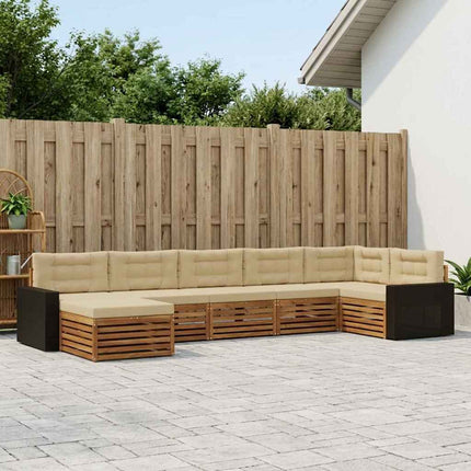 Utomhussoffset med kudde 7 pcs Naturlig och Beige