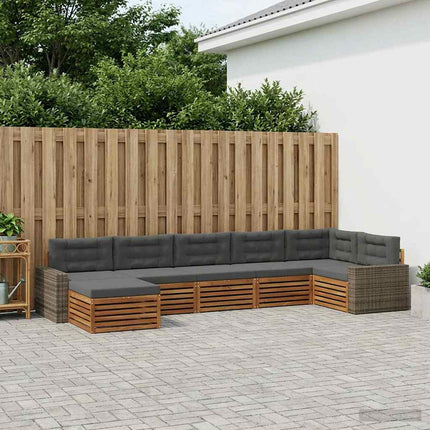 Utomhussoffset med kudde 7 pcs Naturlig och Antracit