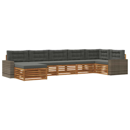 Utomhussoffset med kudde 7 pcs Naturlig och Antracit