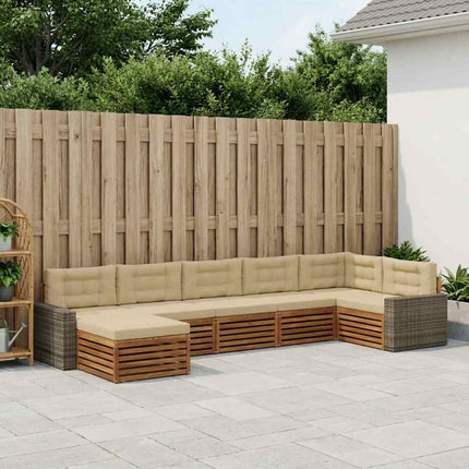 Utomhussoffset med kudde 7 pcs Naturlig och Beige