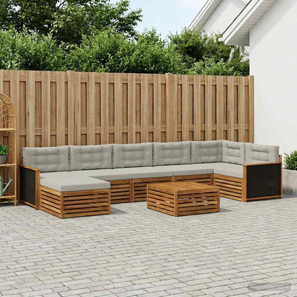 Utomhussoffset med kudde 8 pcs Naturlig och ljusgrå