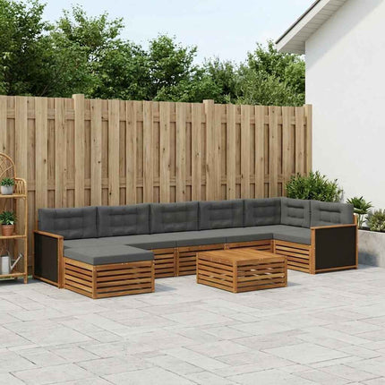 Utomhussoffset med kudde 8 pcs Naturlig och Antracit
