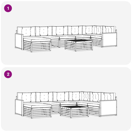 Utomhussoffset med kudde 8 pcs Naturlig och ljusgrå