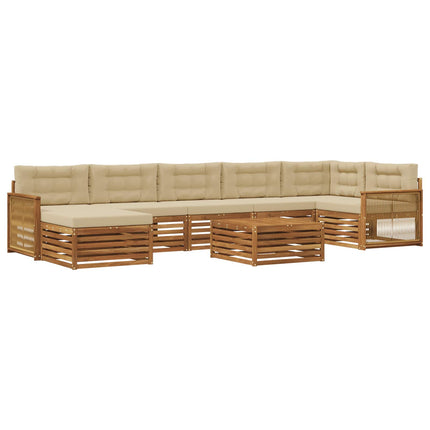 Utomhussoffset med kudde 8 pcs Naturlig och Beige