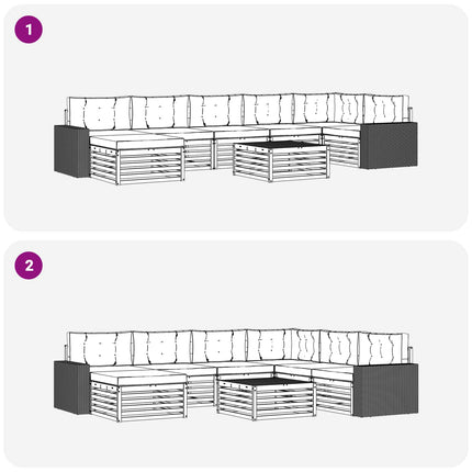Utomhussoffset med kudde 8 pcs Naturlig och Grädde