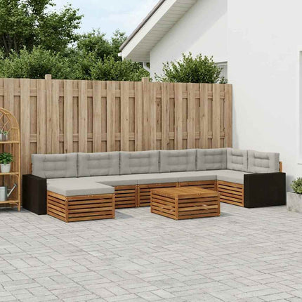 Utomhussoffset med kudde 8 pcs Naturlig och ljusgrå