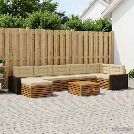 Utomhussoffset med kudde 8 pcs Naturlig och Beige