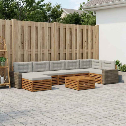 Utomhussoffset med kudde 8 pcs Naturlig och ljusgrå