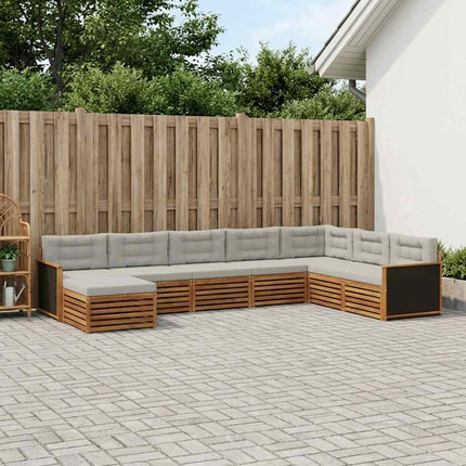 Utomhussoffset med kudde 8 pcs Naturlig och ljusgrå