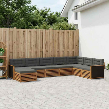 Utomhussoffset med kudde 8 pcs Naturlig och Antracit