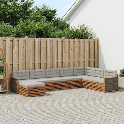 Utomhussoffset med kudde 8 pcs Naturlig och ljusgrå