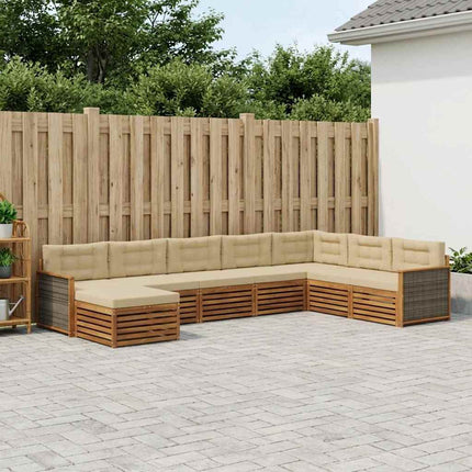 Utomhussoffset med kudde 8 pcs Naturlig och Beige