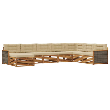 Utomhussoffset med kudde 8 pcs Naturlig och Beige