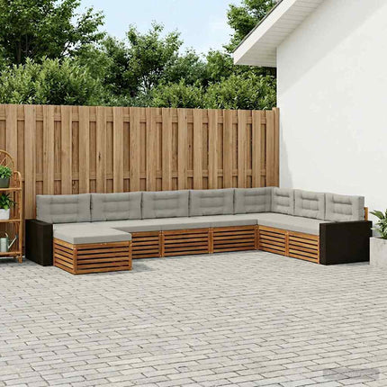 Utomhussoffset med kudde 8 pcs Naturlig och ljusgrå
