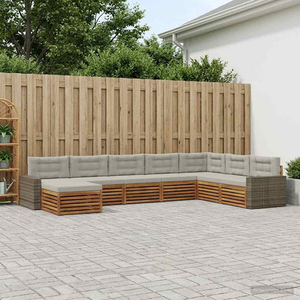 Utomhussoffset med kudde 8 pcs Naturlig och ljusgrå