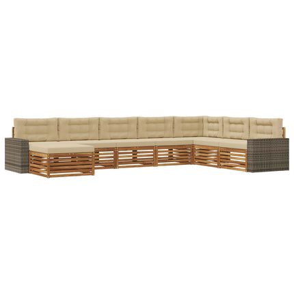 Utomhussoffset med kudde 8 pcs Naturlig och Beige