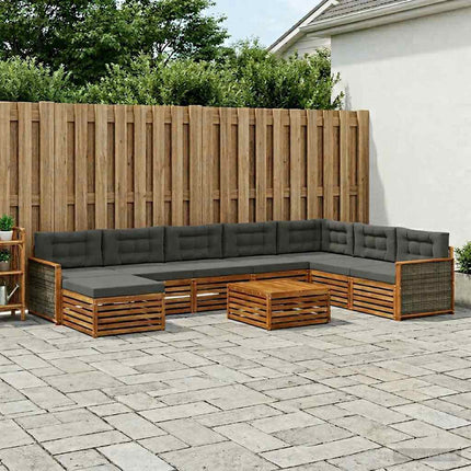Utomhussoffset 9 pcs Naturlig och Antracit Massivt Akaciaträ