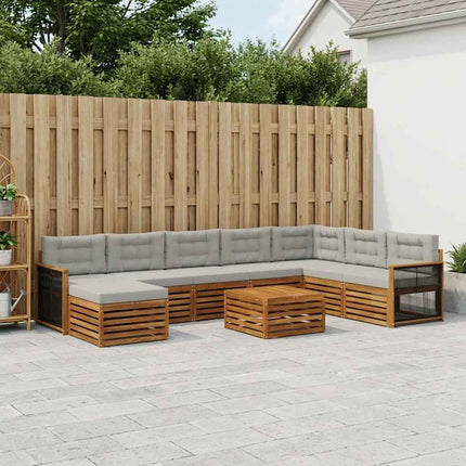 Utomhussoffset 9 pcs Naturlig och ljusgrå Massivt Akaciaträ