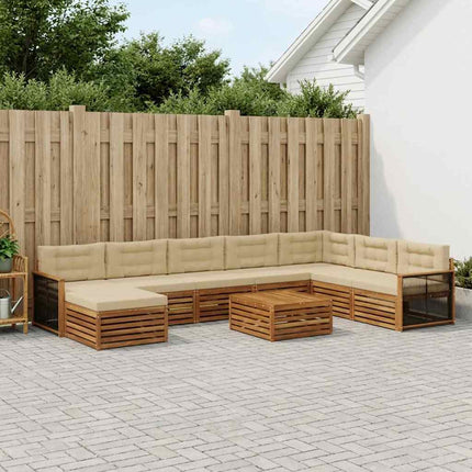 Utomhussoffset 9 pcs Naturlig och Beige Massivt Akaciaträ