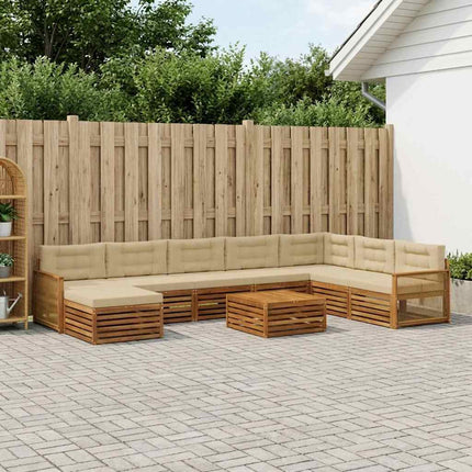 Utomhussoffset 9 pcs Naturlig och Beige Massivt Akaciaträ