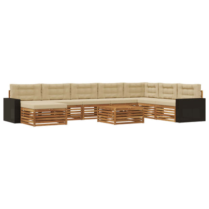 Utomhussoffset 9 pcs Naturlig och Beige Massivt Akaciaträ