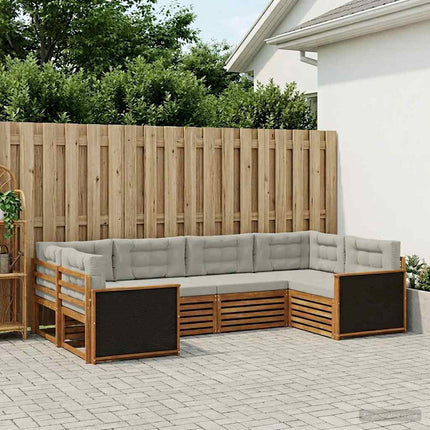 Utomhussoffset med kudde 6 pcs Naturlig och ljusgrå
