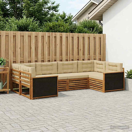 Utomhussoffset med kudde 6 pcs Naturlig och Beige
