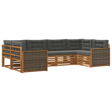 Utomhussoffset med kudde 6 pcs Naturlig och Antracit