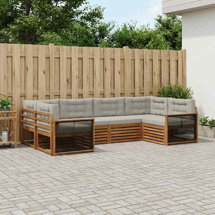 Utomhussoffset med kudde 6 pcs Naturlig och ljusgrå