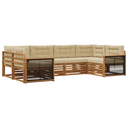 Utomhussoffset med kudde 6 pcs Naturlig och Beige