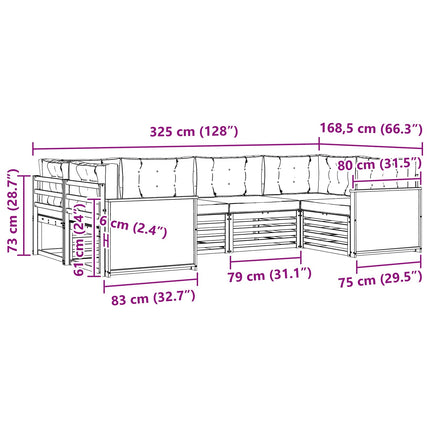 Utomhussoffset 6 pcs Naturlig