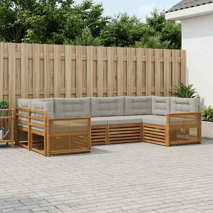 Utomhussoffset med kudde 6 pcs Naturlig och ljusgrå