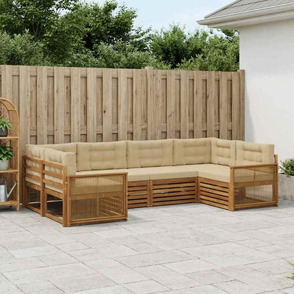 Utomhussoffset med kudde 6 pcs Naturlig och Beige