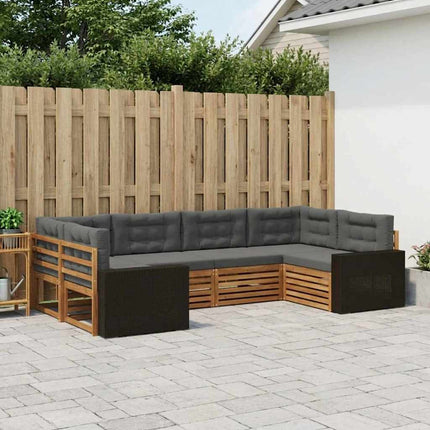 Utomhussoffset med kudde 6 pcs Naturlig och Antracit