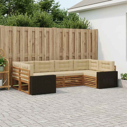 Utomhussoffset med kudde 6 pcs Naturlig och Beige