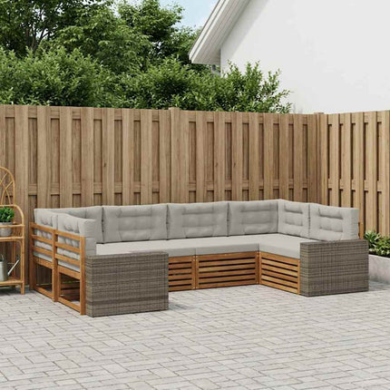 Utomhussoffset med kudde 6 pcs Naturlig och ljusgrå